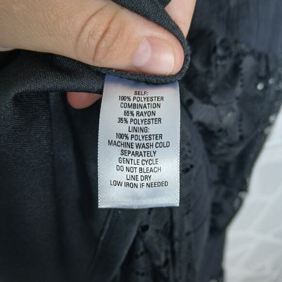 GNW Black Tiered Lace Maxi Dress Womens MD Whimsigoth Witch Boho Goth Fairy - Picture 5 of 9